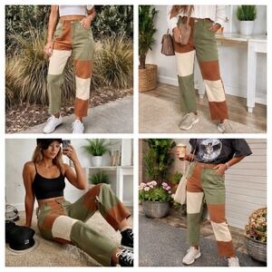 Shein Mom Fit Patched Distressed Jeans Women's Medium Casual Neutral Pants